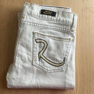 Rock & Republic White Straight Leg Jeans with Grey Contrast Stitch 27 Vintage